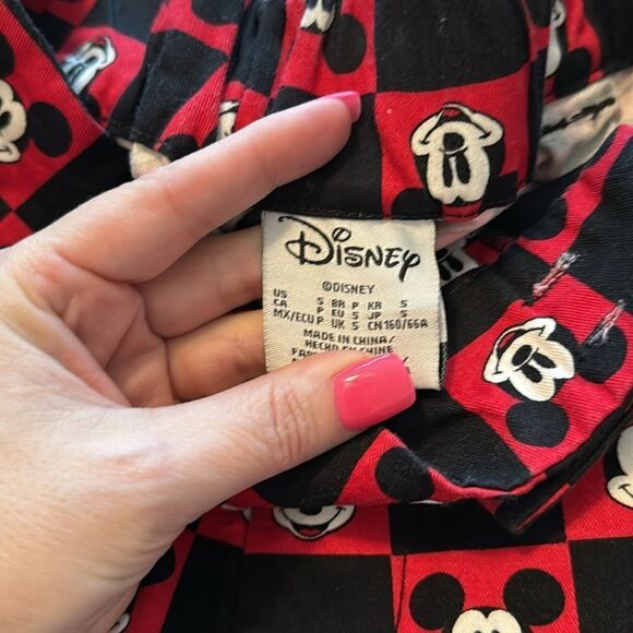 Disney Womens Mickey Mouse Checkered Red & Black Jogger Pants Small - Picture 4 of 5